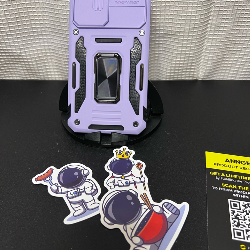 Purple and Black Rugged Phone Case with Kickstand